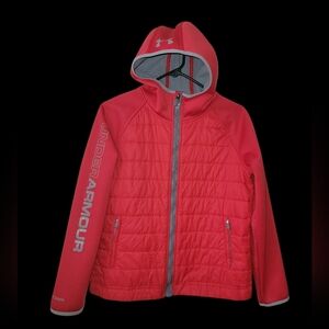 Under Armour Coldgear Infrared, Quilted/ Softshell Hooded Jacket, S, Red, GUC